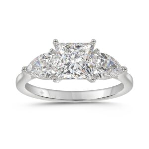 14K WHITE GOLD 2 1/2CT PRINCESS/PEAR DIAMOND LADIES RING (CENTER STONE PRINCESS DIAMOND 1 1/2CT)