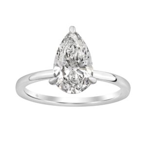 14K WHITE GOLD 2.00CT PEAR/ROUND DIAMOND LADIES RING (CENTER STONE PEAR DIAMOND 2CT)