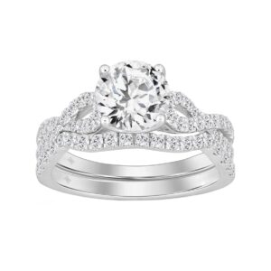 14K WHITE GOLD 2.00CT ROUND DIAMOND LADIES BRIDAL SET (CENTER STONE ROUND DIAMOND 1 1/2CT)