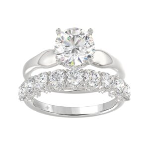 14K WHITE GOLD 3 5/8CT ROUND DIAMOND LADIES BRIDAL SET (CENTER STONE ROUND DIAMOND 2CT)