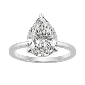 14K WHITE GOLD 3.00CT ROUND/PEAR DIAMOND LADIES RING (CENTER STONE PEAR DIAMOND 3CT)