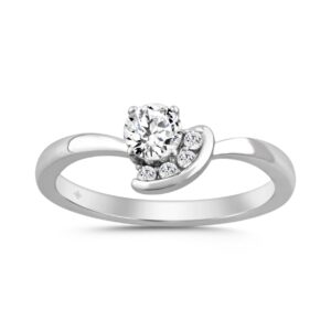 14K WHITE GOLD 3/8CT ROUND DIAMOND LADIES RING