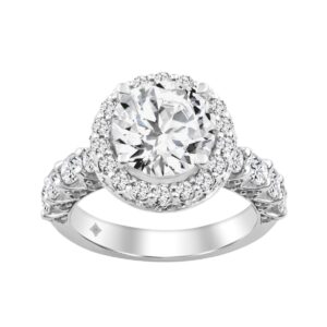 14K WHITE GOLD 4 1/2CT ROUND DIAMOND LADIES RING (CENTER STONE ROUND DIAMOND 3CT)