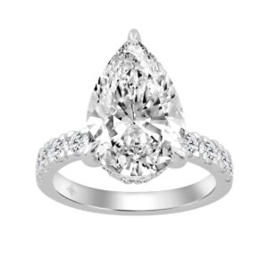 14K WHITE GOLD 4 3/4CT ROUND/PEAR DIAMOND LADIES RING (CENTER STONE PEAR DIAMOND 4CT)