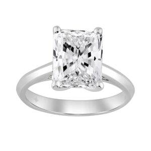 14K WHITE GOLD 4.00CT RADIANT DIAMOND LADIES RING