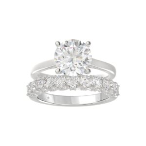 14K WHITE GOLD 4.00CT ROUND DIAMOND LADIES BRIDAL SET (CENTER STONE ROUND DIAMOND 3.00CT)