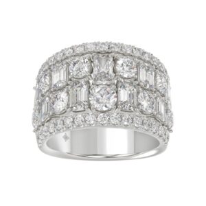 14K WHITE GOLD 5.00CT ROUND/EMERALD DIAMOND LADIES BAND