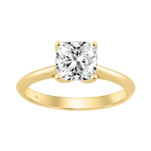 14K YELLOW GOLD 1 1/2CT CUSHION DIAMOND LADIES RING