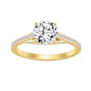 14K YELLOW GOLD 1 1/2CT ROUND DIAMOND LADIES BRIDAL RING (CENTER STONE ROUND DIAMOND 1 1/4CT)