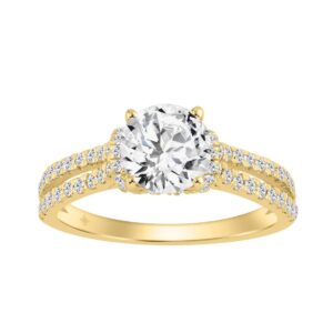 14K YELLOW GOLD 1 1/2CT ROUND DIAMOND LADIES BRIDAL RING (CENTER STONE ROUND DIAMOND 1CT)