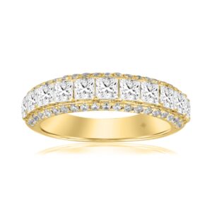 14K YELLOW GOLD 1 1/2CT ROUND/PRINCESS DIAMOND LADIES BAND