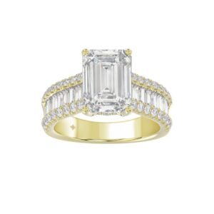 14K YELLOW GOLD 1 1/4CT ROUND/BAGUETTE/RADIANT DIAMOND LADIES RING (CENTER STONE RADIANT DIAMOND 4CT)
