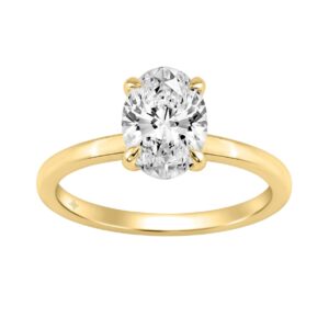 14K YELLOW GOLD 1 5/8CT OVAL/ROUND DIAMOND LADIES RING (CENTER STONE OVAL DIAMOND 1 1/2CT)