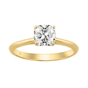 14K YELLOW GOLD 1.00CT CUSHION DIAMOND LADIES RING