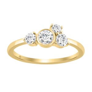 14K Yellow Gold 1/2Ct Round Lab Grown Diamond Fashion Ring For Women (Color F-G -Clarity Vs1/Vs2)