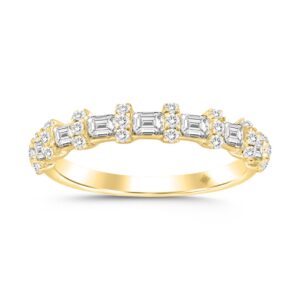 14K YELLOW GOLD 1CT ROUND/EMERALD DIAMOND LADIES BAND