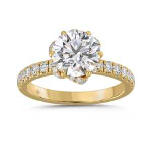14K YELLOW GOLD 2 1/2CT ROUND DIAMOND LADIES RING (CENTER STONE ROUND DIAMOND 2CT)