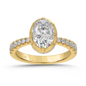 14K YELLOW GOLD 2 1/2CT ROUND/OVAL DIAMOND LADIES RING (CENTER STONE OVAL DIAMOND 2CT)