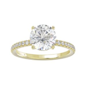 14K YELLOW GOLD 2 1/4CT ROUND DIAMOND LADIES RING (CENTER STONE ROUND DIAMOND 2CT)