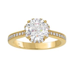 14K YELLOW GOLD 2 1/4CT ROUND DIAMOND LADIES RING (CENTER STONE ROUND DIAMOND 2CT)