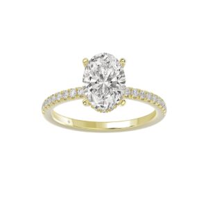14K YELLOW GOLD 2 1/5CT ROUND/OVAL DIAMOND LADIES RING (CENTER STONE OVAL DIAMOND 2CT)