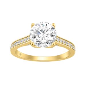 14K YELLOW GOLD 2.00CT ROUND DIAMOND LADIES RING (CENTER STONE ROUND DIAMOND 1 3/4CT)
