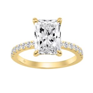 14K YELLOW GOLD 3 1/2CT ROUND/RADIANT DIAMOND LADIES RING (CENTER STONE RADIANT DIAMOND 3CT)