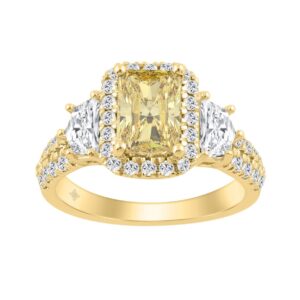 14K YELLOW GOLD 3 1/4CT ROUND/CADILLAC/RADIANT YELLOW DIAMOND LADIES RING (CENTER STONE YELLOW RADIANT DIAMOND 2CT)
