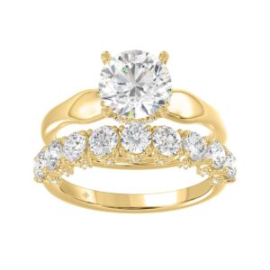 14K YELLOW GOLD 3 5/8CT ROUND DIAMOND BRIDAL SET (CENTER STONE ROUND DIAMOND 2CT)