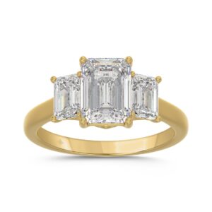 14K YELLOW GOLD 3.00CT EMERALD DIAMOND LADIES RING (CENTER STONE EMERALD DIAMOND  2CT)