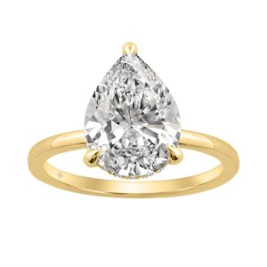 14K YELLOW GOLD 3.00CT ROUND/PEAR DIAMOND LADIES RING (CENTER STONE PEAR DIAMOND 3CT)