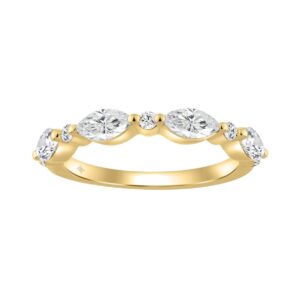 14K YELLOW GOLD 3/4CT ROUND/MARQUISE DIAMOND LADIES BAND
