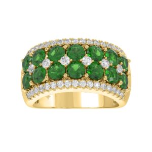14K YELLOW GOLD 4.00CT ROUND DIAMOND LADIES RING (ROUND EMERALD DIAMOND 3 1/2CT)