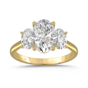 18K YELLOW GOLD 3 1/5CT OVAL DIAMOND LADIES RING (CENTER STONE OVAL DIAMOND 2CT)