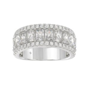 3.00 CT Fashion Band for Ladies Round & Radiant Cut Diamonds 14K White Gold Luxury Band (Color F-G -Clarity VS1/VS2)