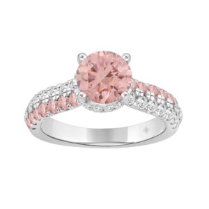 ETERNAL BLUSH COLLECTION LADIES RING 2 1/2CT ROUND DIAMOND 14K WHITE GOLD (CENTER STONE PINK ROUND DIAMOND 1 1/2CT)