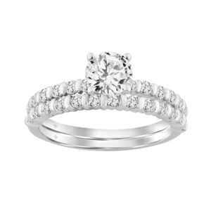 Ladies 14K White Gold Ladies Elegance- Bridal Set  1 1/4CT Round Diamonds 3/4CT Round Center stone (Color F-G -Clarity VS1/VS2)
