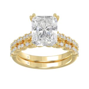Ladies 14K Yellow Gold Ladies Elegance- Bridal Set  3 1/3CT Round & Radiant Diamond 3.00CT Radiant Center stone (Color F-G -Clarity VS1/VS2)