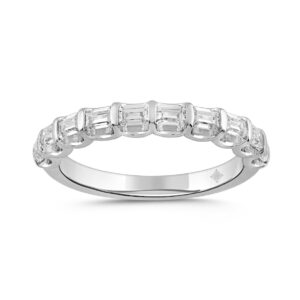 LADIES BAND 1CT EMERALD DIAMOND 14K WHITE GOLD