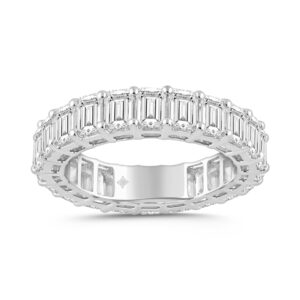 LADIES BAND 6 5/8CT EMERALD DIAMOND 14K WHITE GOLD