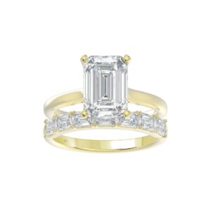LADIES BRIDAL SET 3 7/8CT ROUND/EMERALD DIAMOND 14K YELLOW GOLD (CENTER STONE EMERALD DIAMOND (2 1/2CT)