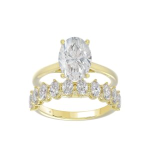 LADIES BRIDAL SET 4 1/2CT ROUND/OVAL DIAMOND 14K YELLOW GOLD (CENTER STONE OVAL DIAMOND 3.00CT)