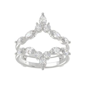 LADIES ENHANCERS RING 1 1/4CT ROUND/MARQUISE DIAMOND 14K WHITE GOLD