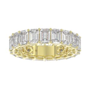 LADIES ETERNITY BAND 6 5/8CT EMERALD DIAMOND 14K YELLOW GOLD