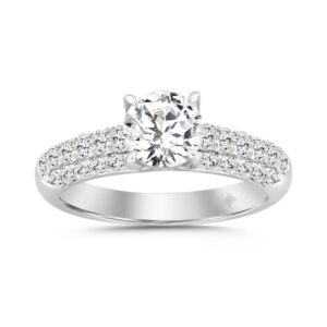 LADIES RING 1 1/2CT ROUND DIAMOND 14K WHITE GOLD (CENTER STONE ROUND DIAMOND 1CT)