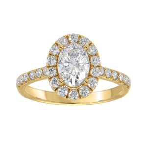 LADIES RING 1 1/2CT ROUND/OVAL DIAMOND 14K YELLOW GOLD (CENTER STONE OVAL DIAMOND 1CT)