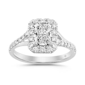 LADIES RING 1 1/2CT ROUND/RADIANT DIAMOND  WHITE PLATINUM (CENTER STONE RADIANT DIAMOND 1.00CT)