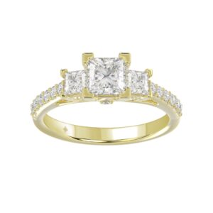 LADIES RING 1 3/4CT ROUND/PRINCESS DIAMOND 14K YELLOW GOLD (CENTER STONE PRINCESS DIAMOND 1CT )