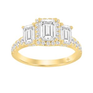 LADIES RING 2 1/2CT ROUND/EMERALD DIAMOND 14K YELLOW GOLD (CENTER STONE EMERALD DIAMOND 1CT )