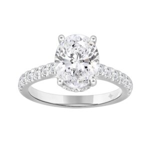 LADIES RING 2 1/2CT ROUND/OVAL DIAMOND 14K WHITE GOLD (CENTER STONE OVAL DIAMOND 2CT )